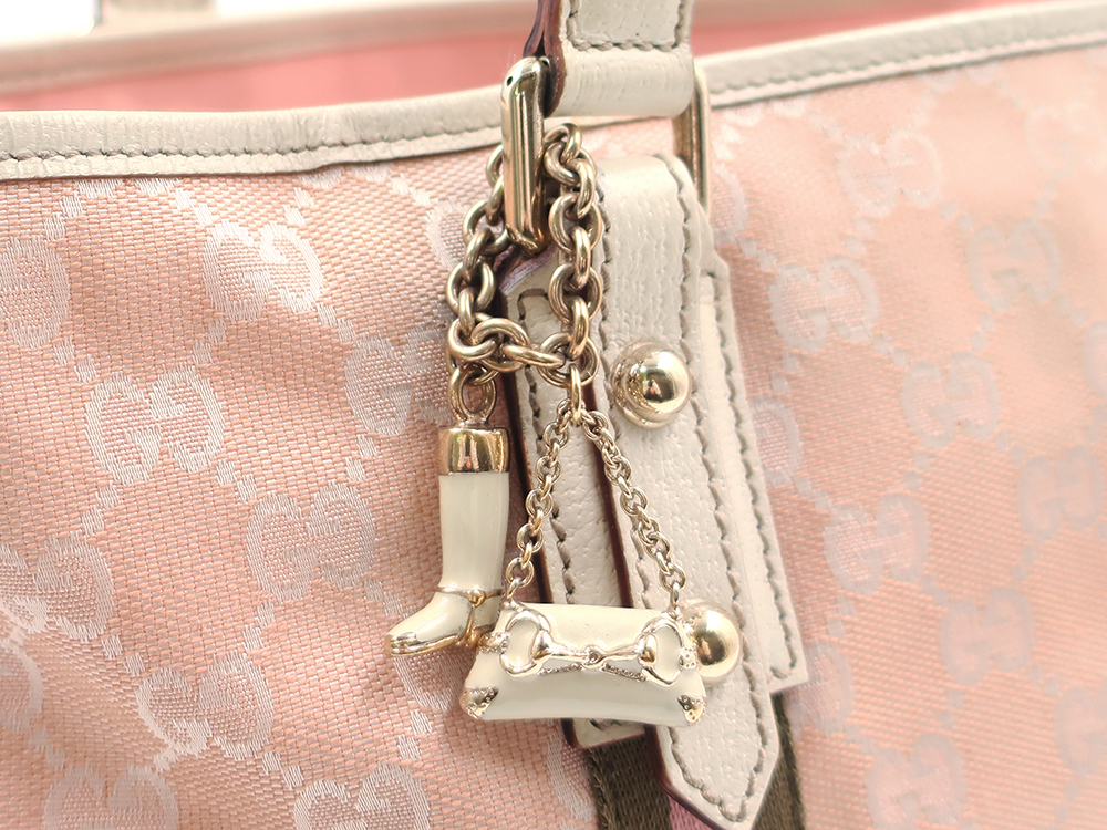 グッチ GGキャンバス シェリーライン トートバッグ ピンク×アイボリー