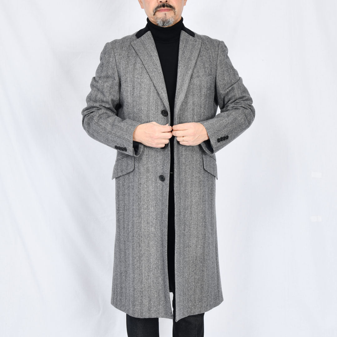 ティモシーエベレスト】ウールカシミヤビーバーへリンボーン柄