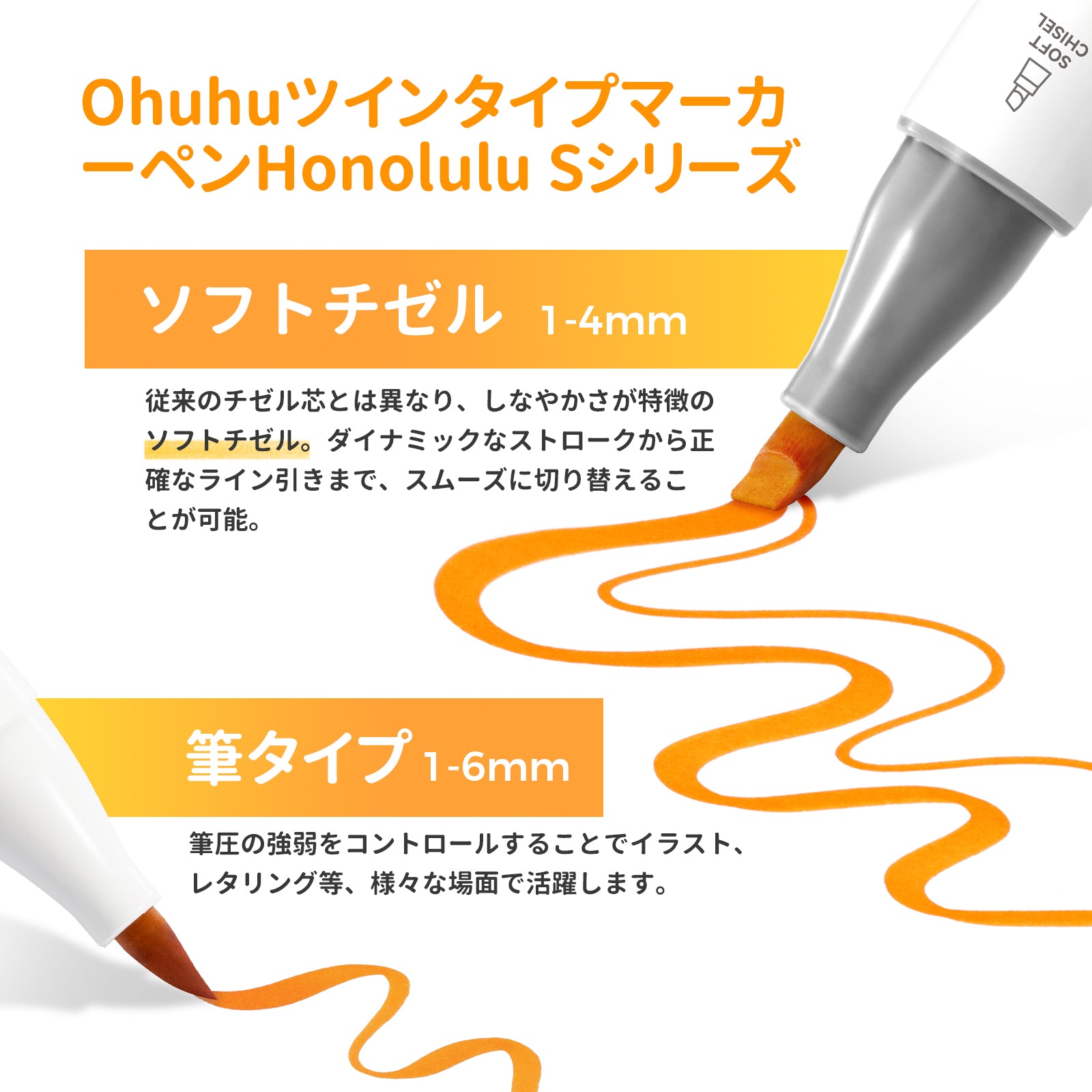 Ohuhu Honolulu S 48色 イラストマーカー 筆・ソフトチゼル – Ohuhu Japan
