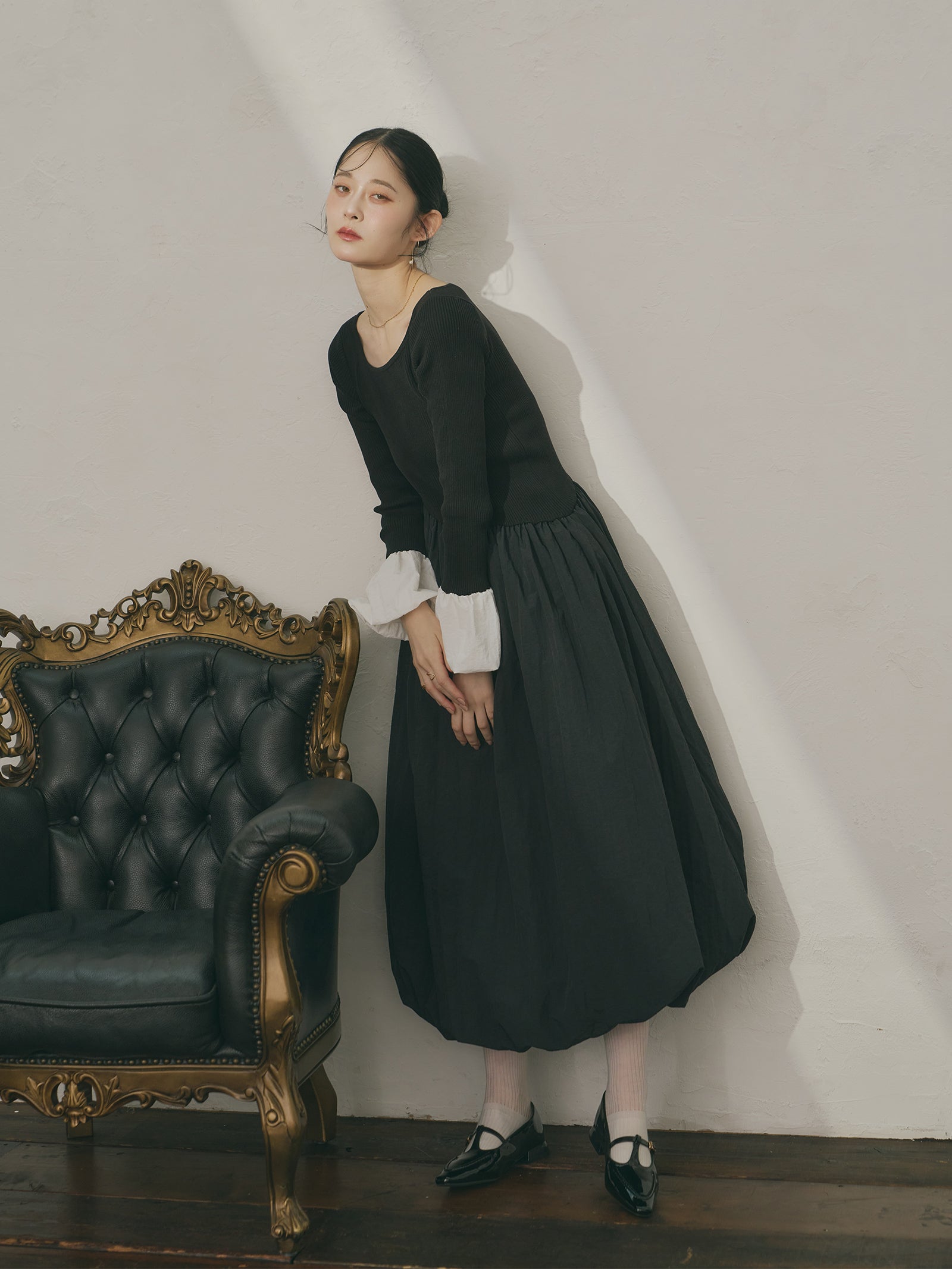 ニットドッキングバルーンワンピース