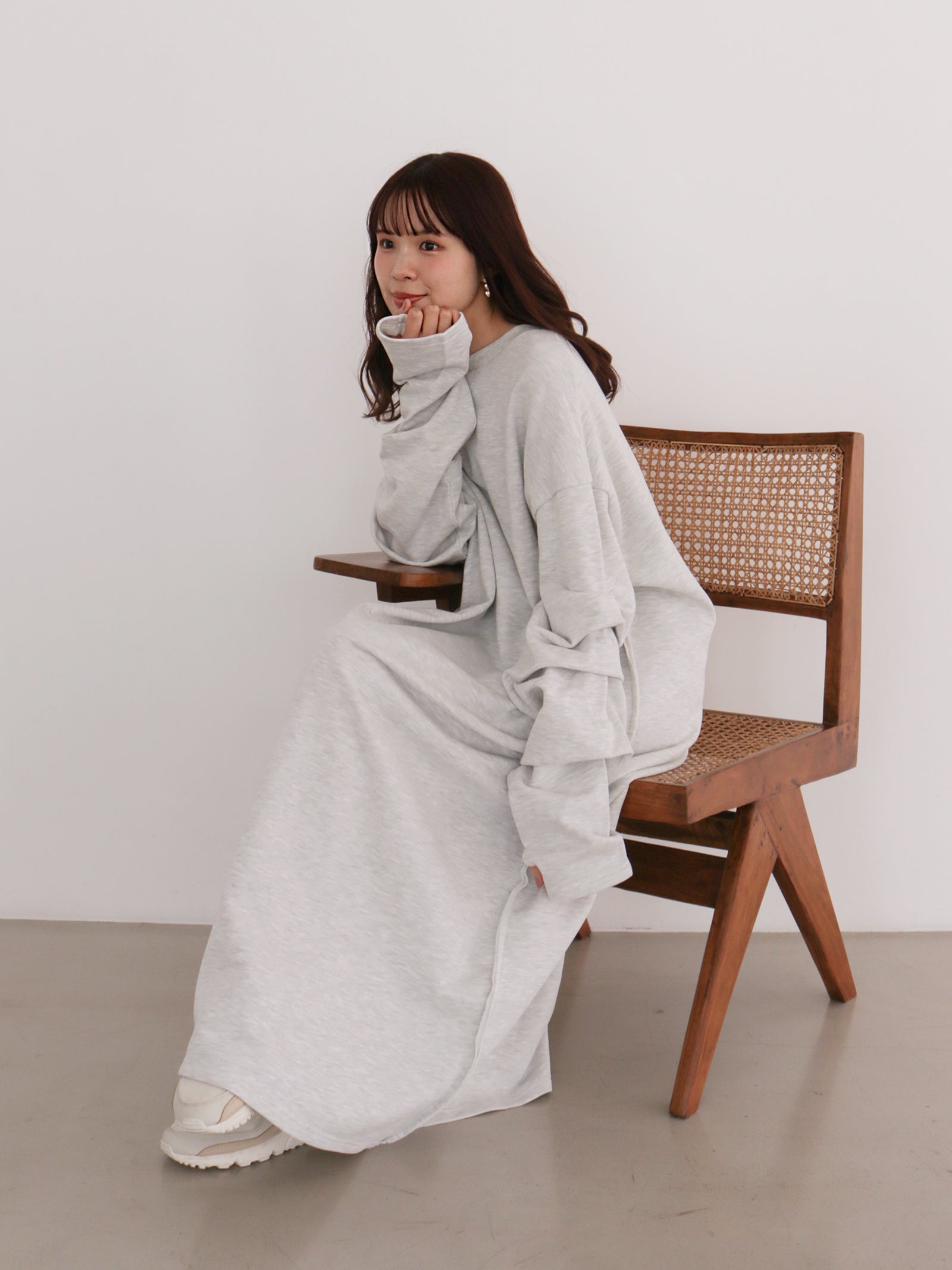 スリーブタックスウェットワンピース