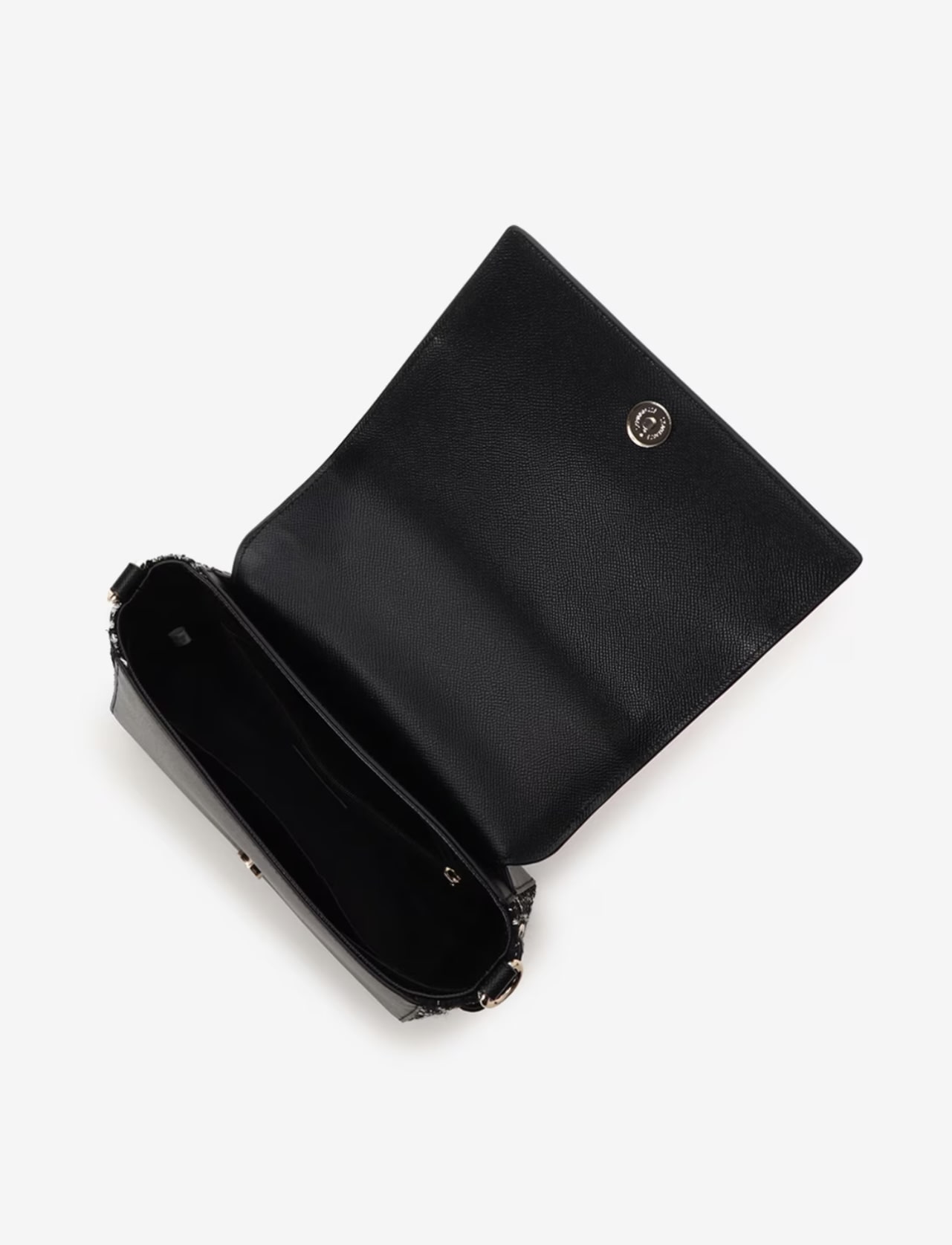 ツイードベルトビジューショルダーバッグ【ブラック】(ブラック