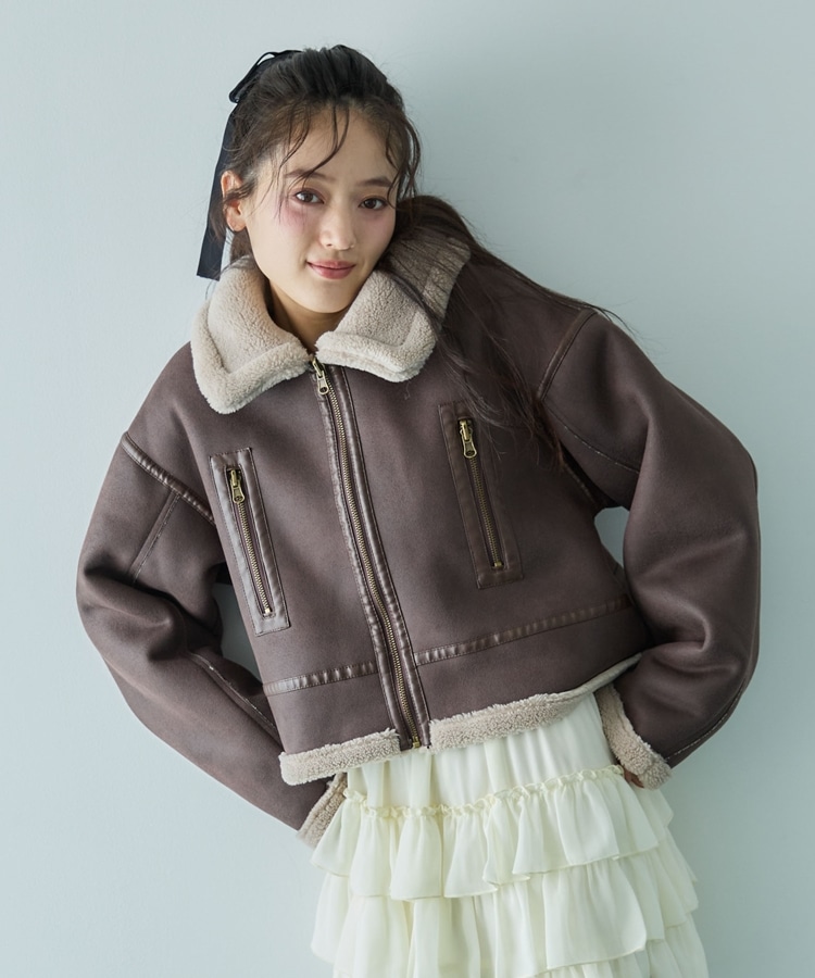 ムートンライダースジャケット／(M BROWN): アウター｜PMbox P&M