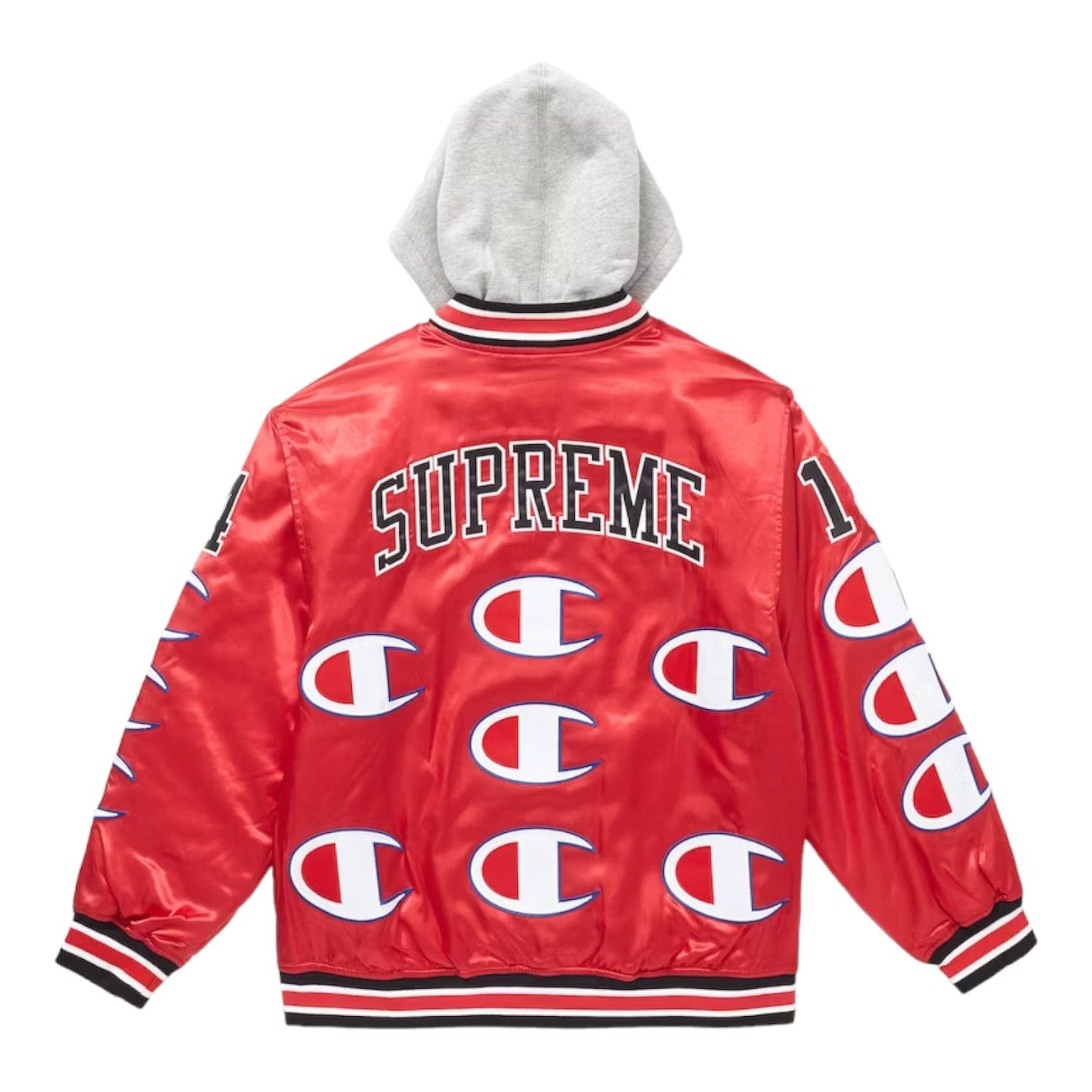 Supreme Champion Hooded Satin Varsity Jacket Red