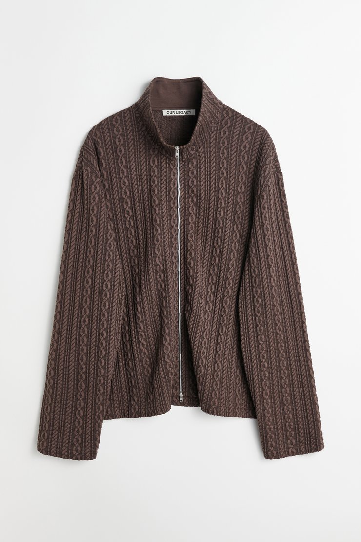 Our Legacy - Shrunken Fullzip Polo Indulgent Choco Cable Jacquard