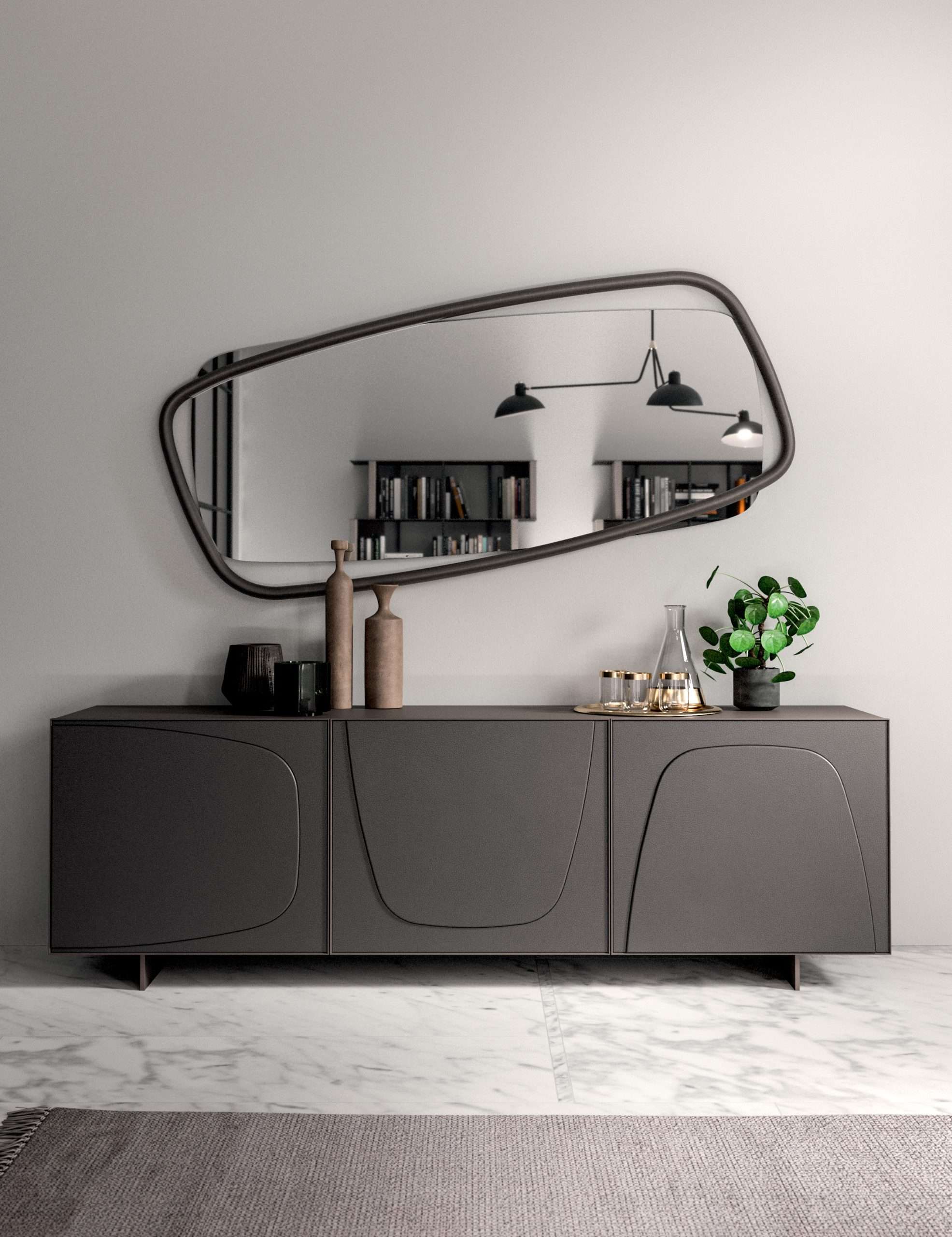 Modern Mirror - Golden Wood | OZZIO ITALIA
