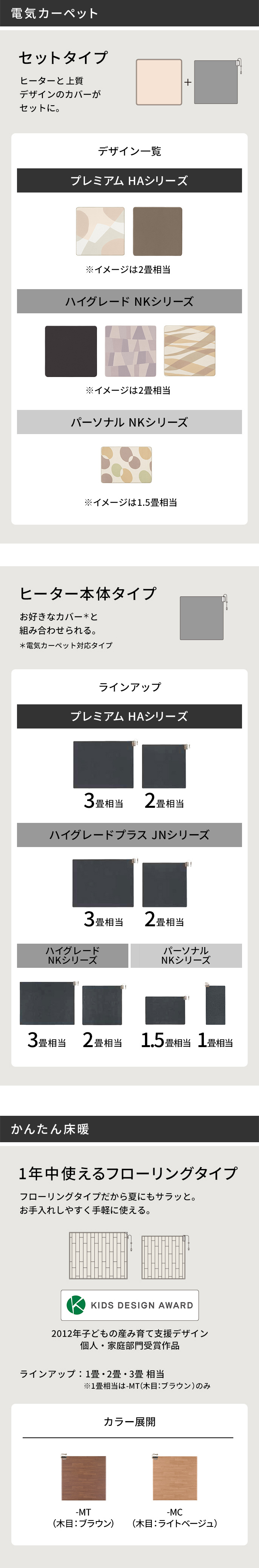 比較表 | 電気カーペット（ホットカーペット）・暖房器具 | Panasonic