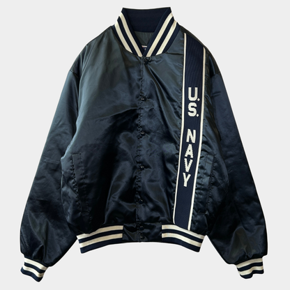 90's Swingster U.S.NAVY ナイロンスタジャン ミリタリー 紺(L)/A8364O