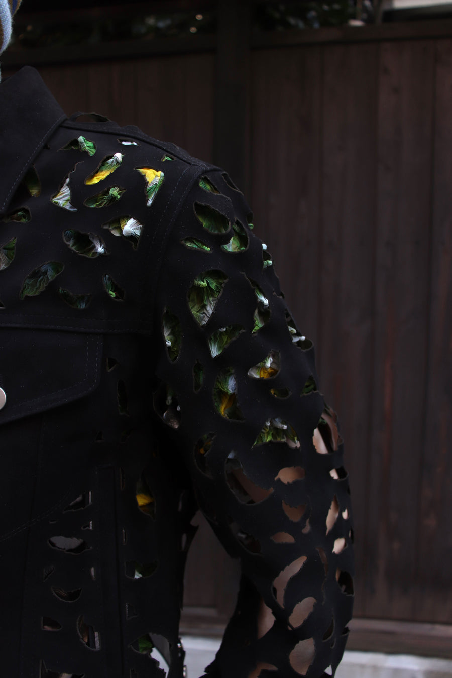 MASU(エムエーエスユー)のWING-CUT LEATHER TRUCKER JACKET BLACKの
