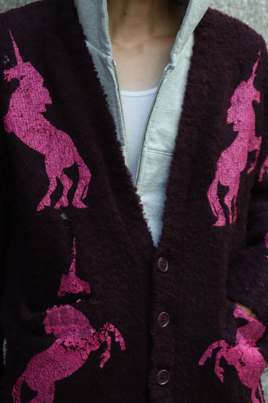 MASU(エムエーエスユー)のUNICORN GRUNGE CARDIGAN PURPLEの通販