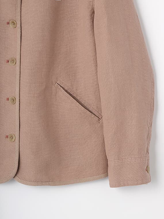 SALE】リネン高密度マット弱シルCC加工 ステンカラーブルゾン【60th