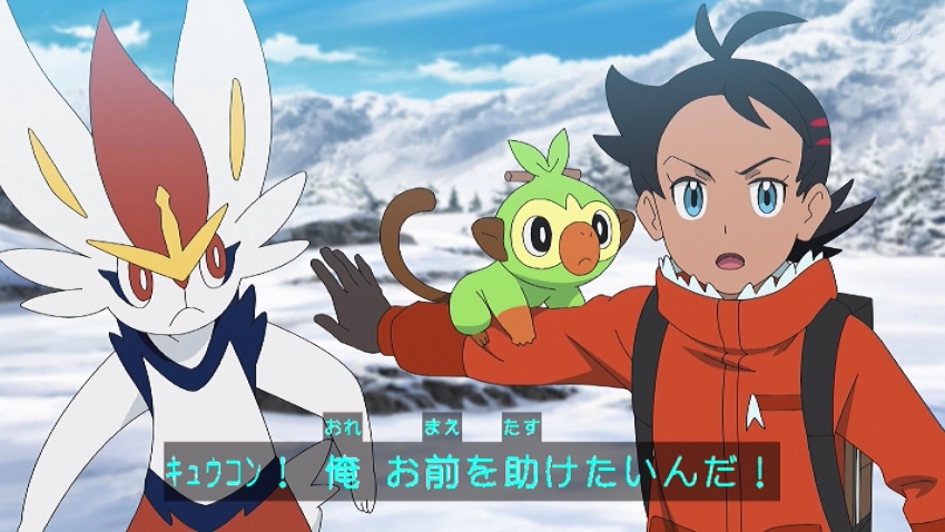 ゴウのかわりにサルノリをだっこしてあげるエースバーン、かわいい