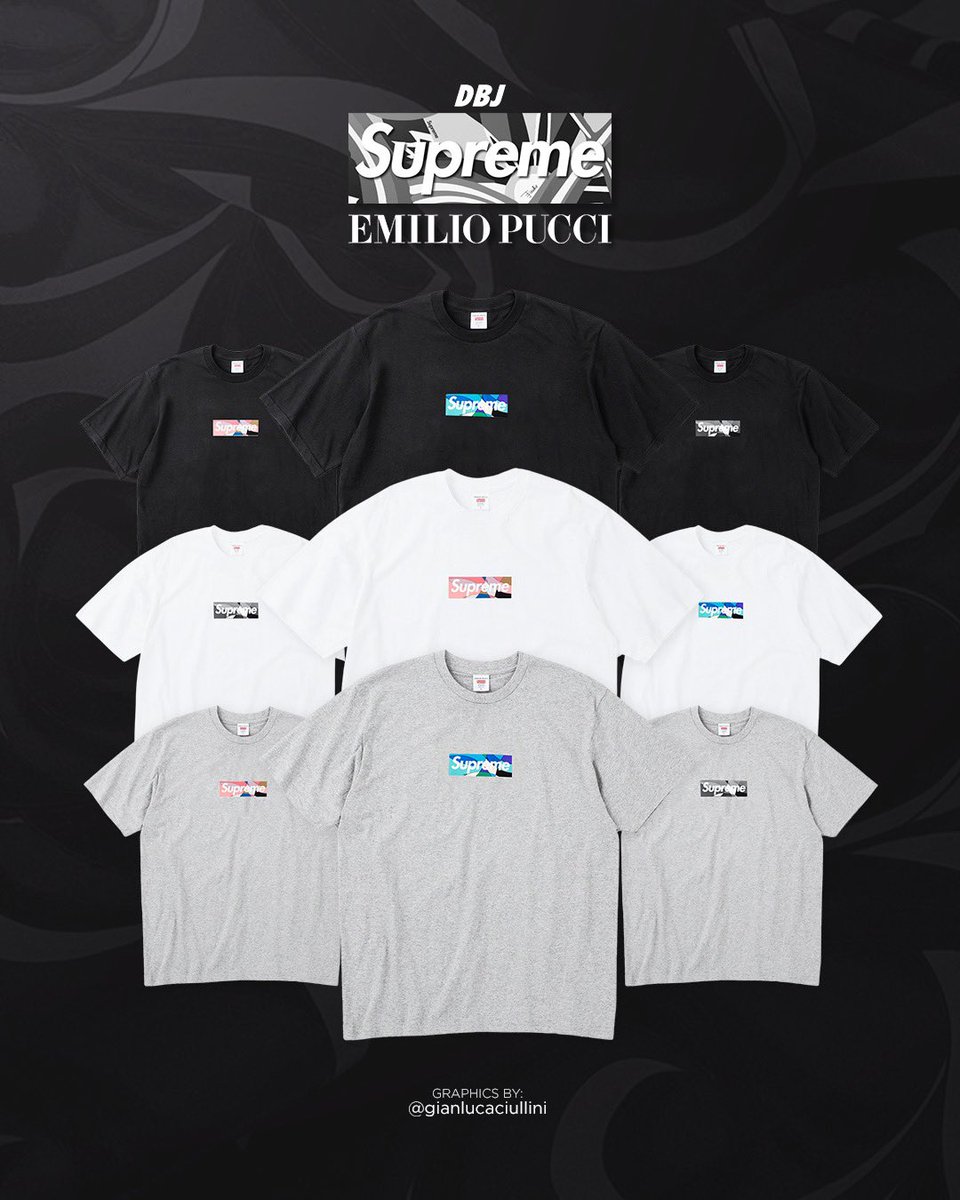 Supreme/Emilio Pucci Box Logo Tees will be available in the