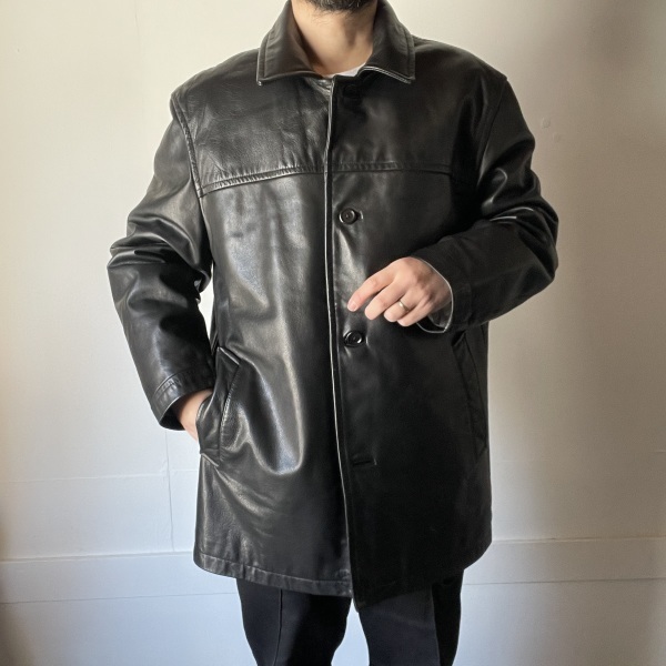 00s OLD GAP オールド ギャップ Tバック レザー カーコート 黒 L