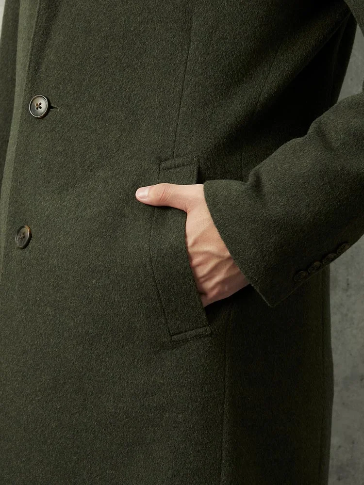 カーキー ウール100％ 国産チェスターコート ブラック/カーキ | P.S.FA