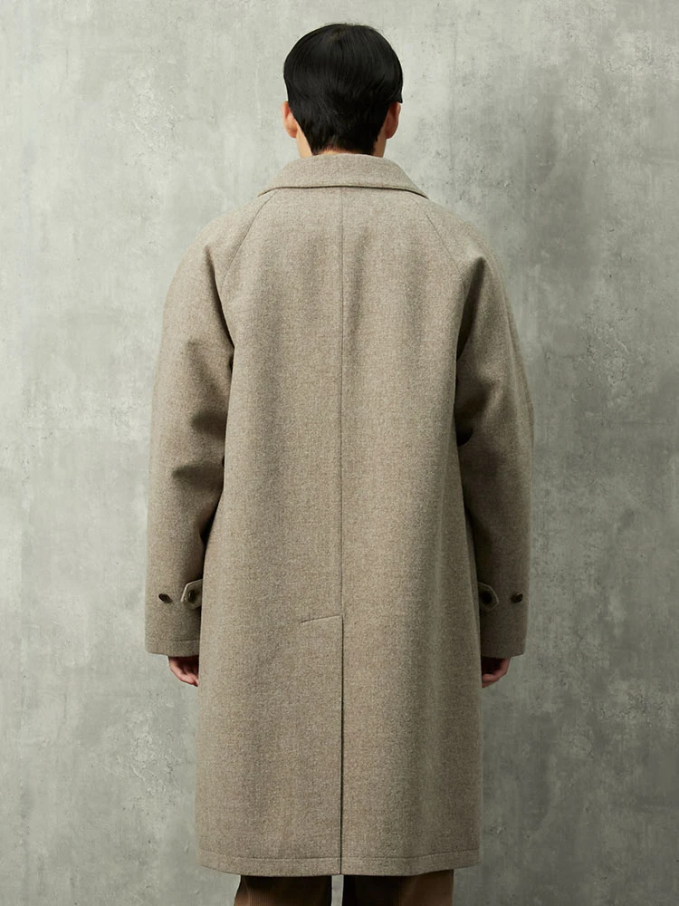 ベージュ 無染色ウール ステンカラーコート ベージュ/ブラウン | P.S.