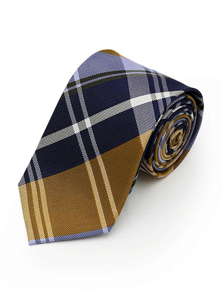 イエロー 【WEB限定】テフロン加工ネクタイ チェック柄 オレンジ