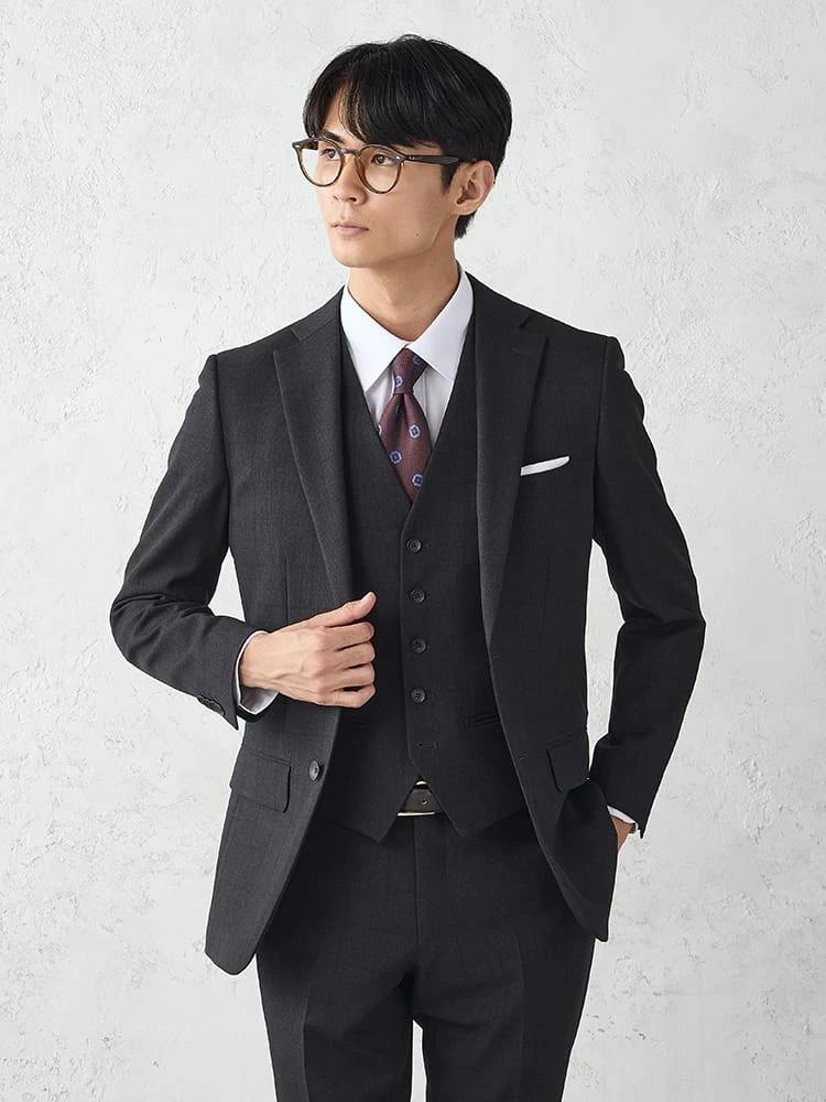 WOOLY WASH SUIT》WEB限定スーツ【洗える/ウールライク】スリーピース