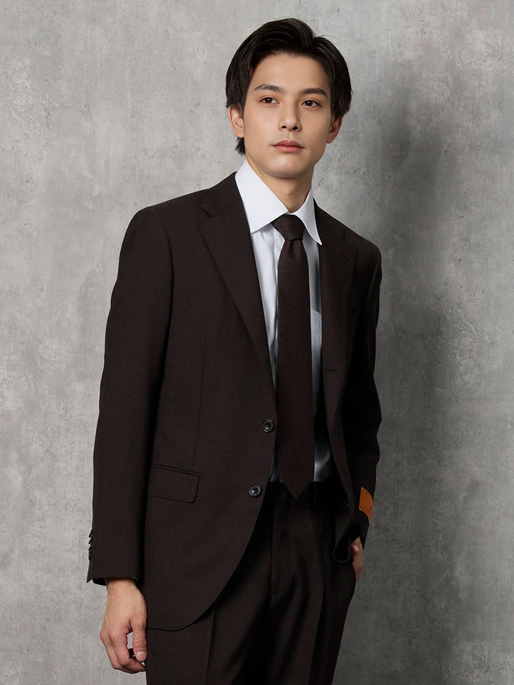 MARLANE】ウール100％ 3釦スーツ チェック ブラウン | P.S.FA公式通販