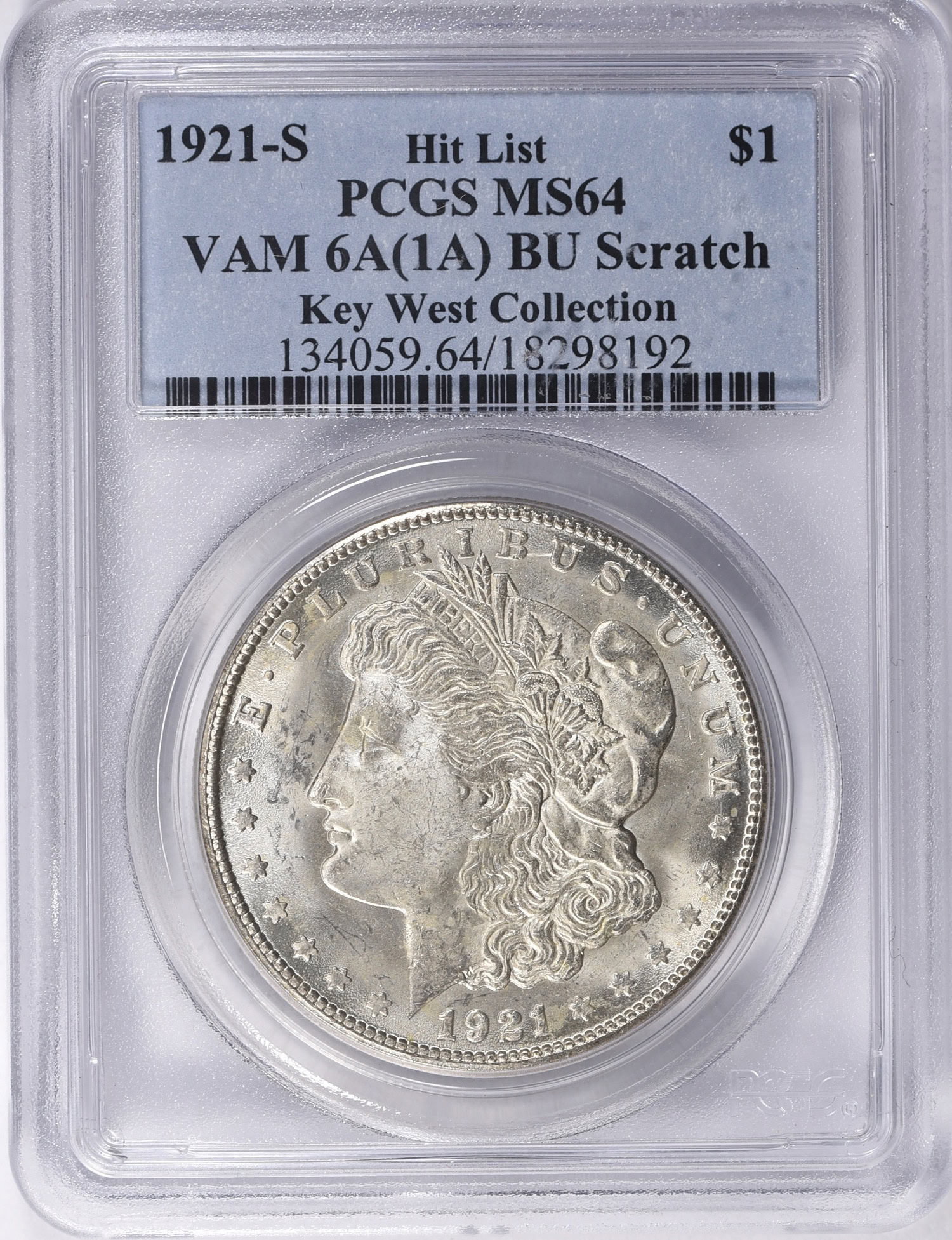 1921-S Morgan Silver Dollar VAM-6A(1A) BU Scratch Hit List PCGS MS