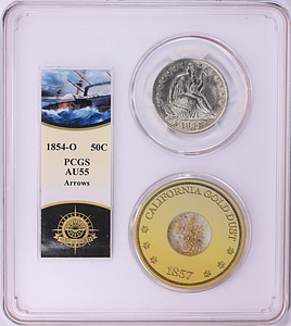 1854-O Seated Liberty Half Dollar Arrows Shipwreck S.S. Central