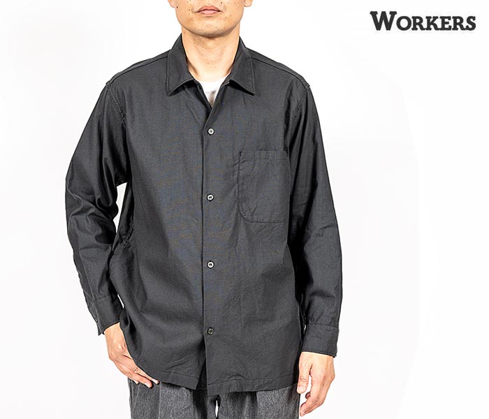 ワーカーズ WORKERS オープンカラーシャツ リネンコットン Open Collar