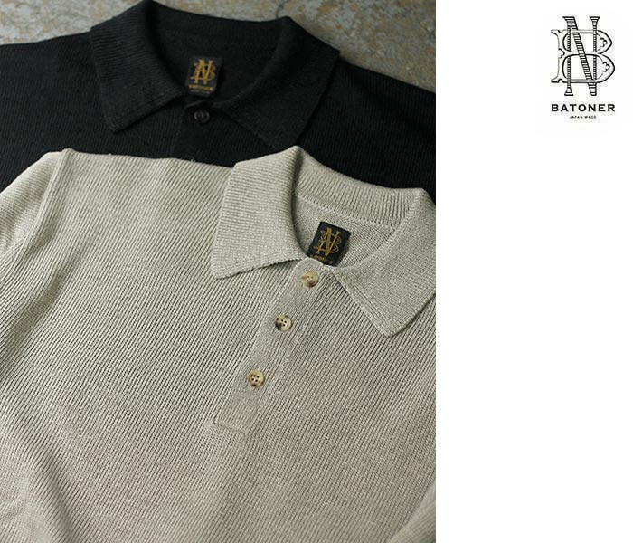 バトナー BATONER ウォッシュド ハイカウント リネン ポロ WASHED HIGH