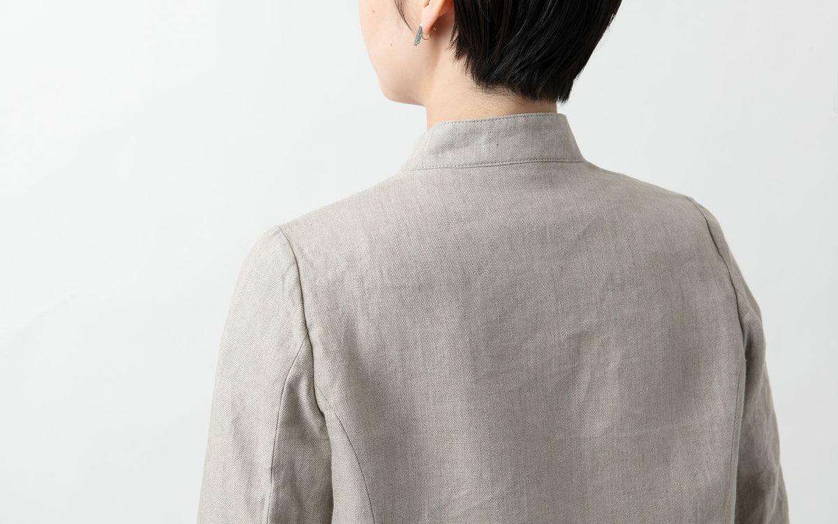 HANDROOM WOMEN'S リネン スタンドカラージャケット navy｜ladies