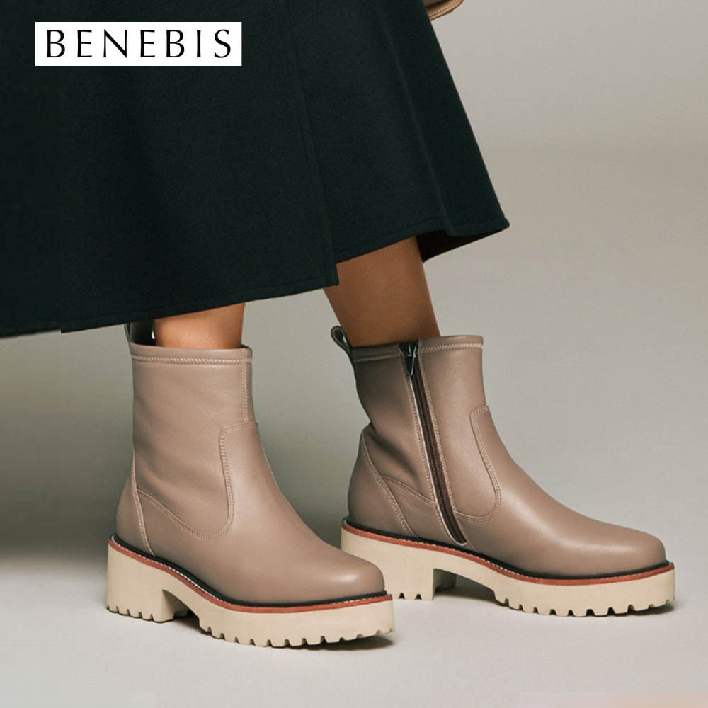 本革ラムソフトショートブーツ【軽量厚底】(ベネビス/BENEBIS)｜通販の