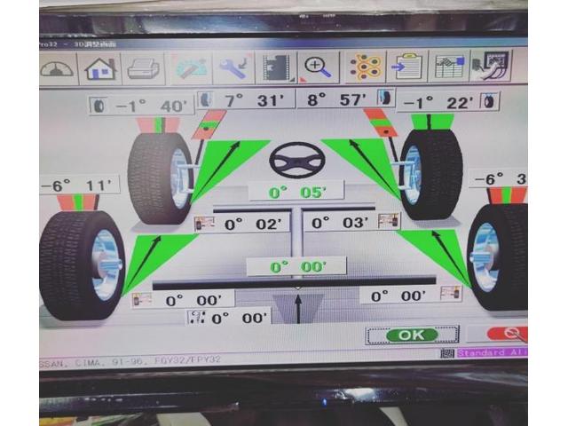 日産 Y32 シーマ アライメント 調整 計測 測定 四輪アライメント 3D