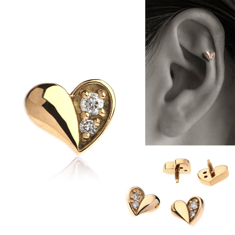 オトナ可愛いハートのボディピアス│K18&K10 ダイヤモンドピアス