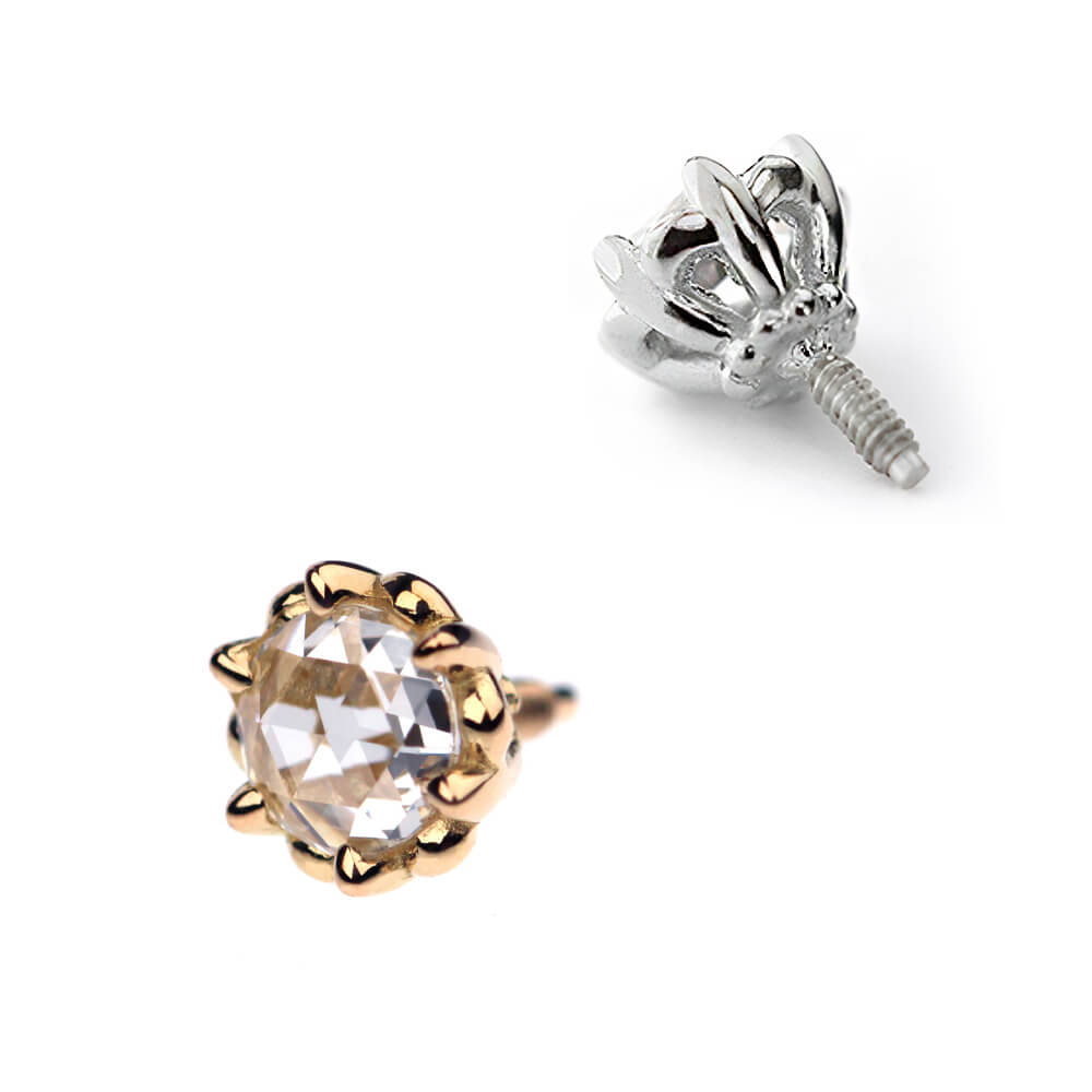 K18 プラチナ ローズカットダイヤモンド 軟骨ピアス・ボディピアス