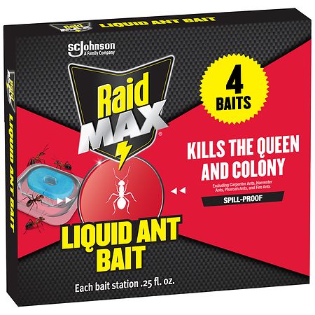 Raid Outdoor Liquid Ant Bait, Starts Killing Listed Ants Within 24