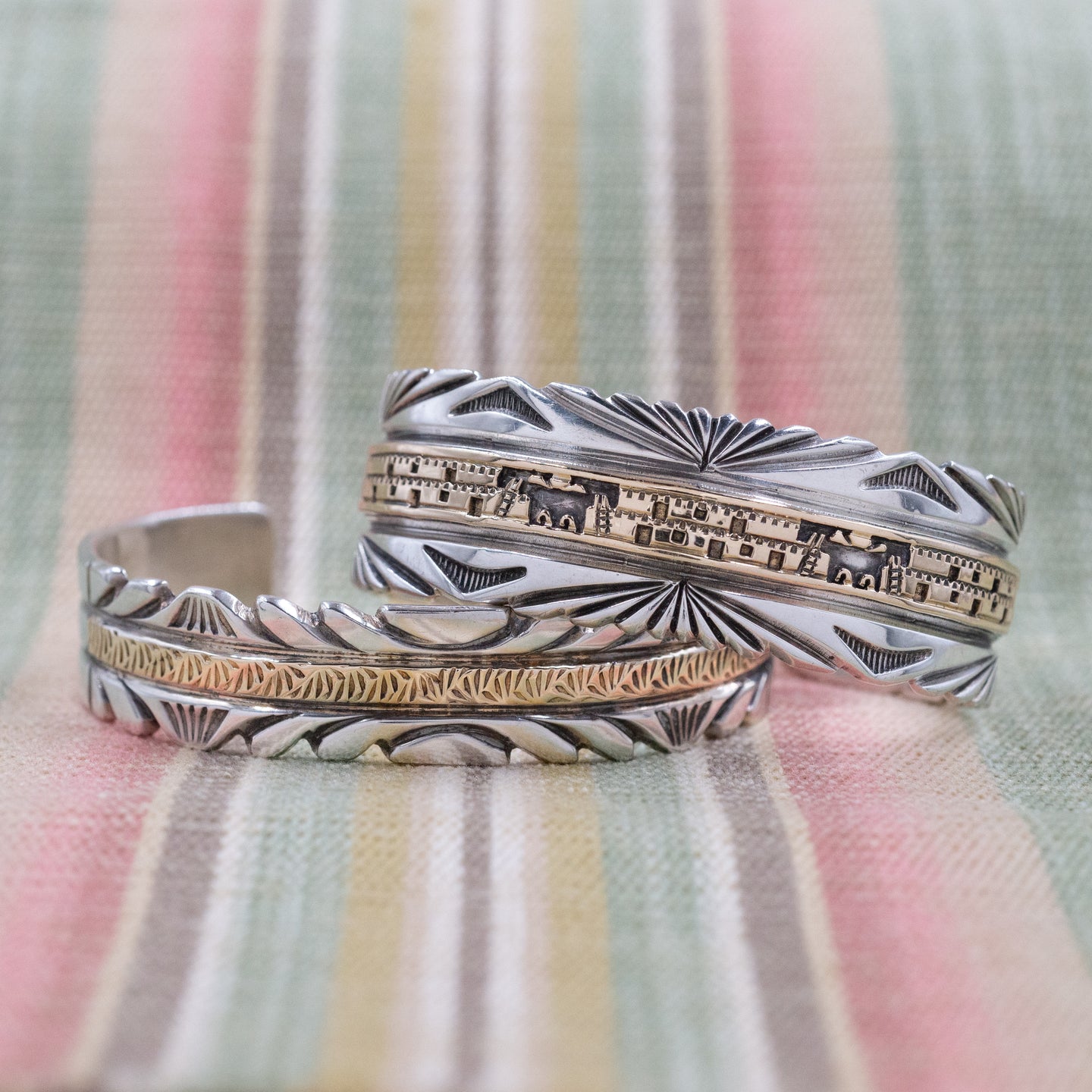 Bruce Morgan Navajo 14 Karat & Sterling Cuff – Pippin Vintage Jewelry