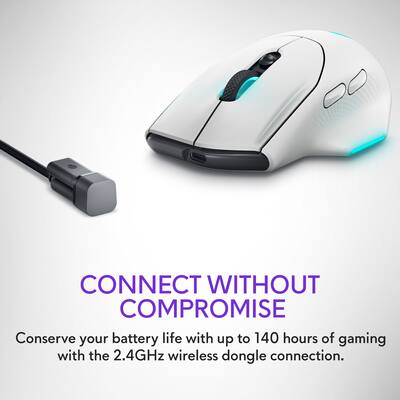 Alienware AW620M Wireless Optical Gaming Mouse for PC Wired Lunar