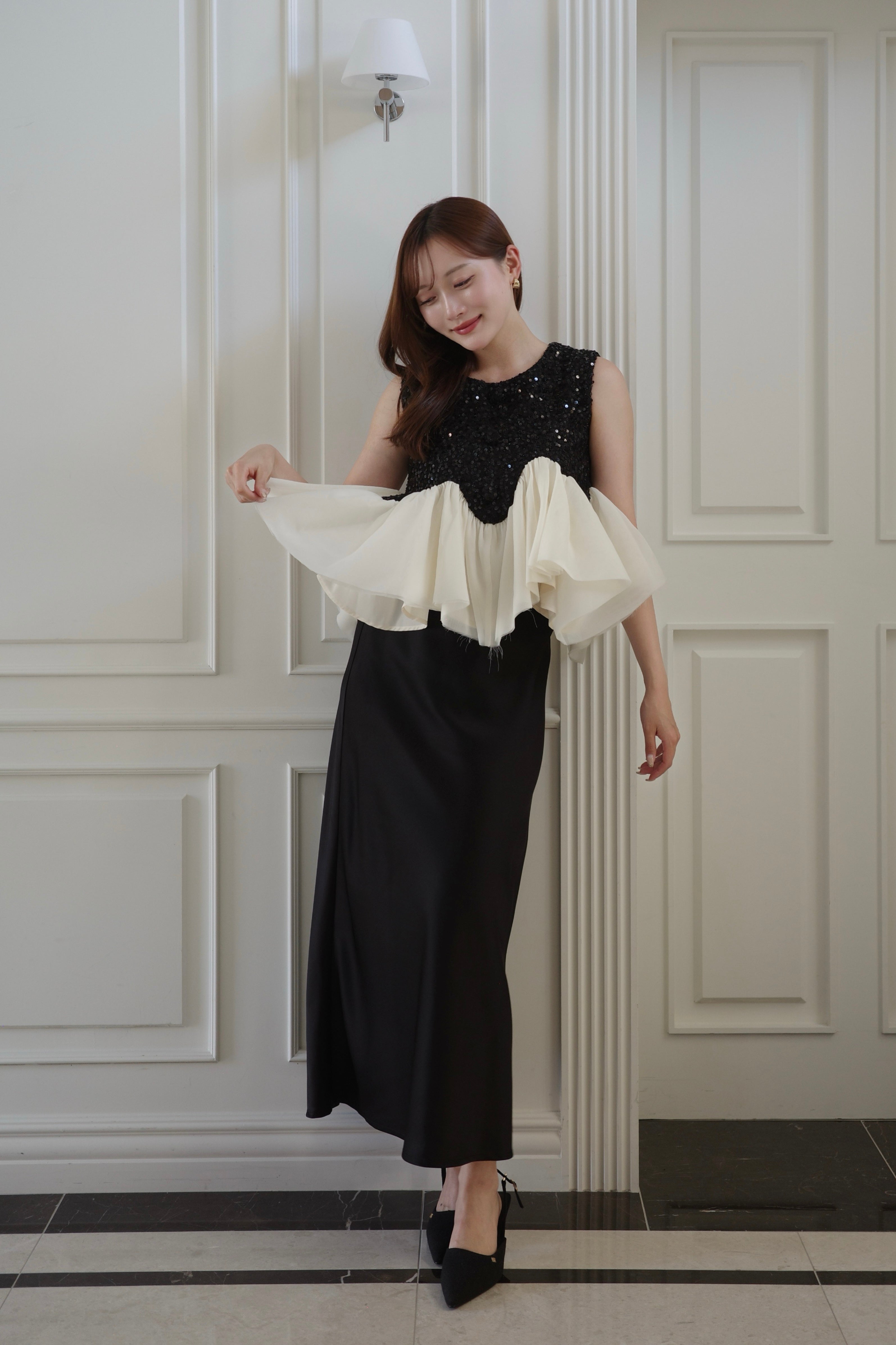 poláura ロマンティックサテンぺプラムトップス ポローラ polaura TOPS