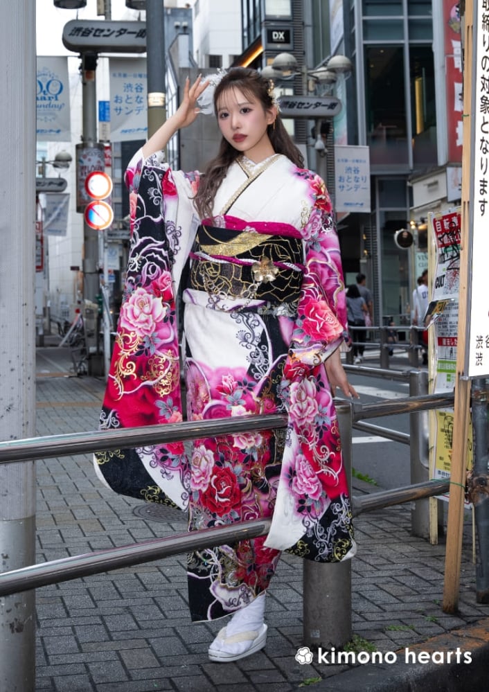 グラマラス】SA-S252｜ピンクの薔薇が華やかな振袖｜kimono hearts