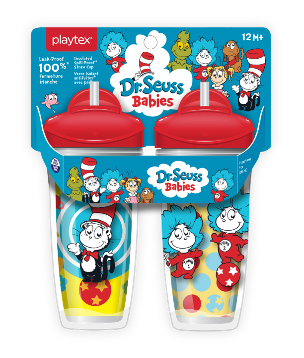 Playtex Baby Stage 3 Dr. Seuss Straw Cups, Spill-Proof, Leak-Proof