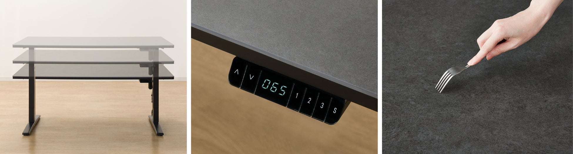 期間限定価格でご提供】セラミック天板の電動昇降テーブルとリビング