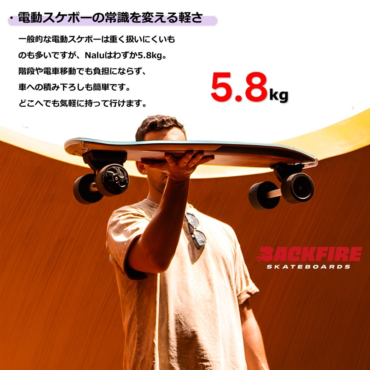 街を“波乗り”する新感覚。重さわずか5.8kgの電動スケボー「Backfire