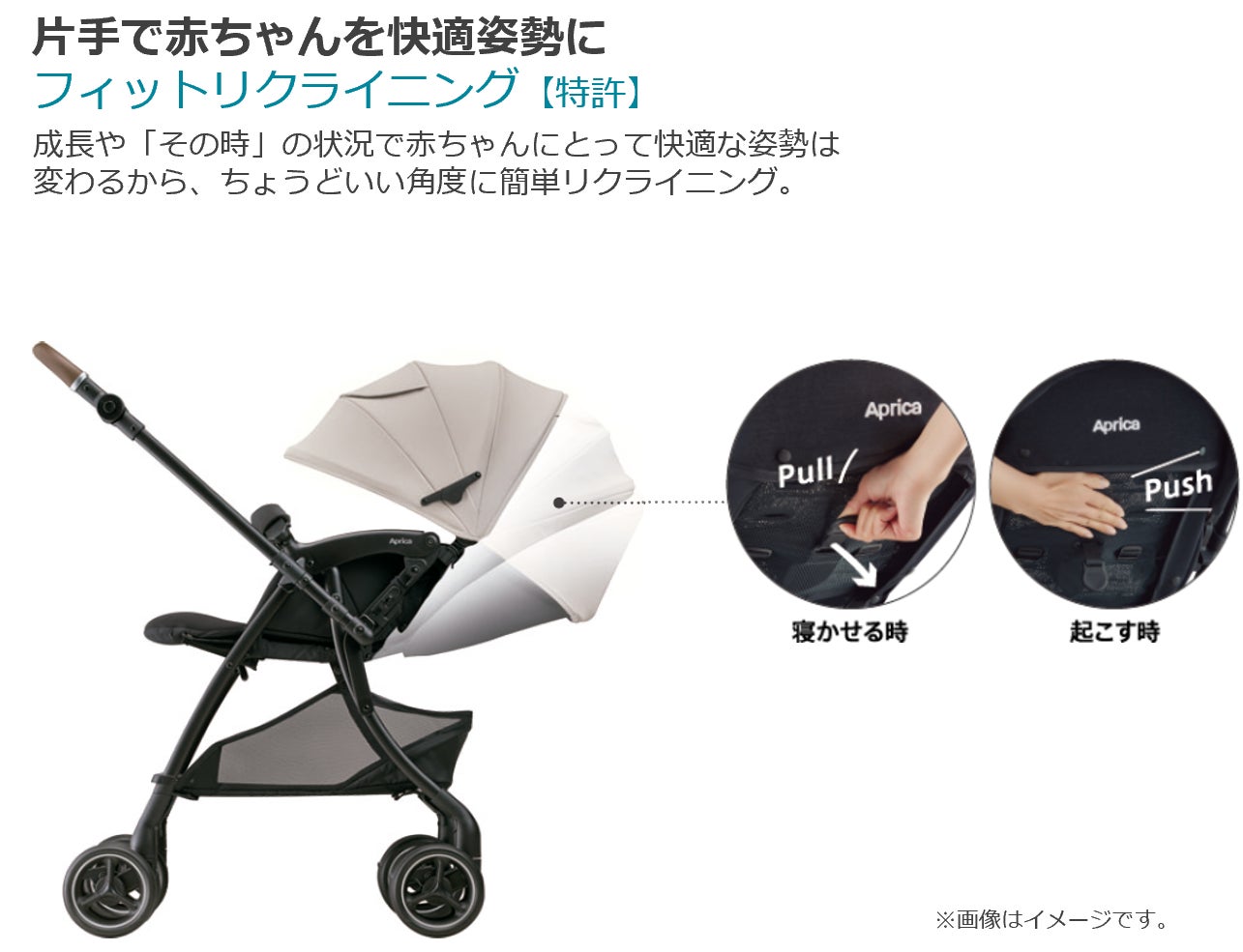 4輪フリーでスッと真横にスライドできるベビーカー 『ラクーナ