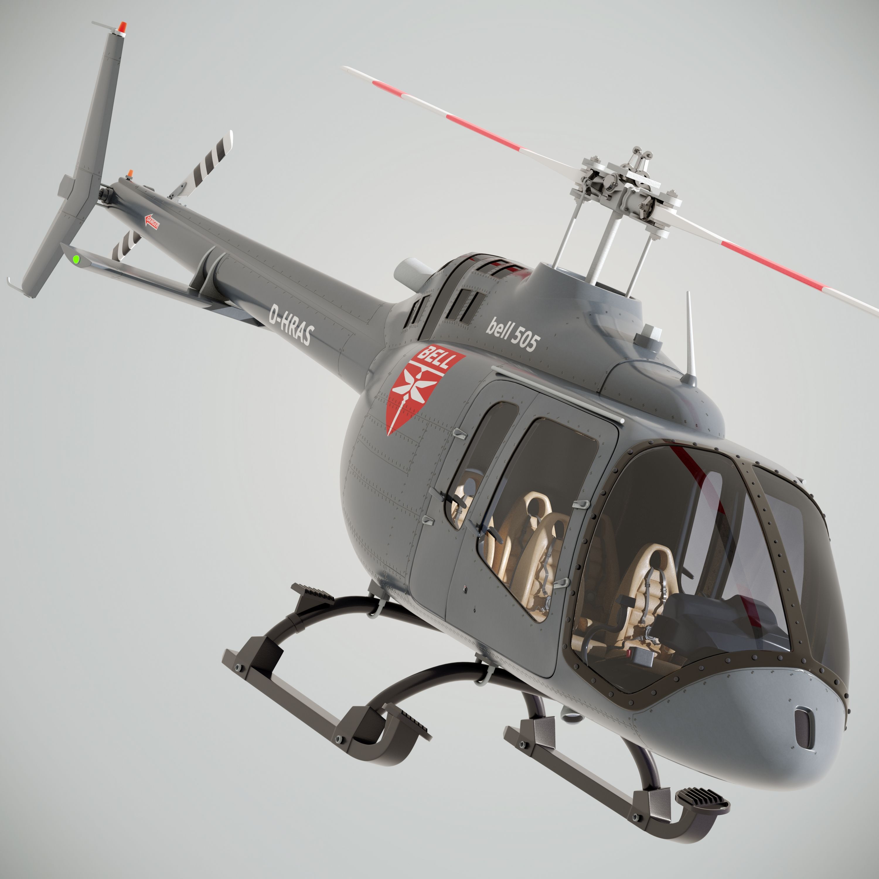 ベル505ジェットレンジャーXグレー 3Dモデル $159 - .max .3ds .fbx