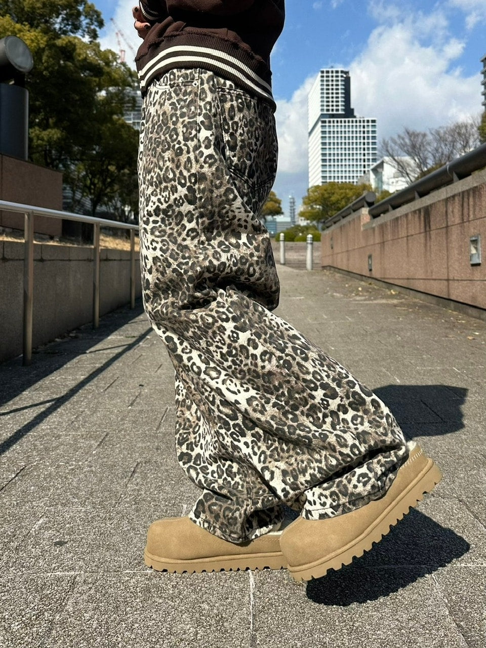 受注制【Chikashitsu +】leopard wide cotton pants (2color