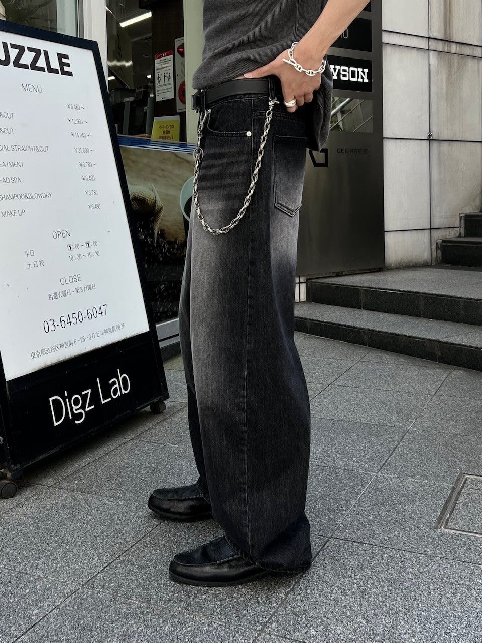 大阪店WEB限定受注制【Chikashitsu +】vintage wash semi wide denim