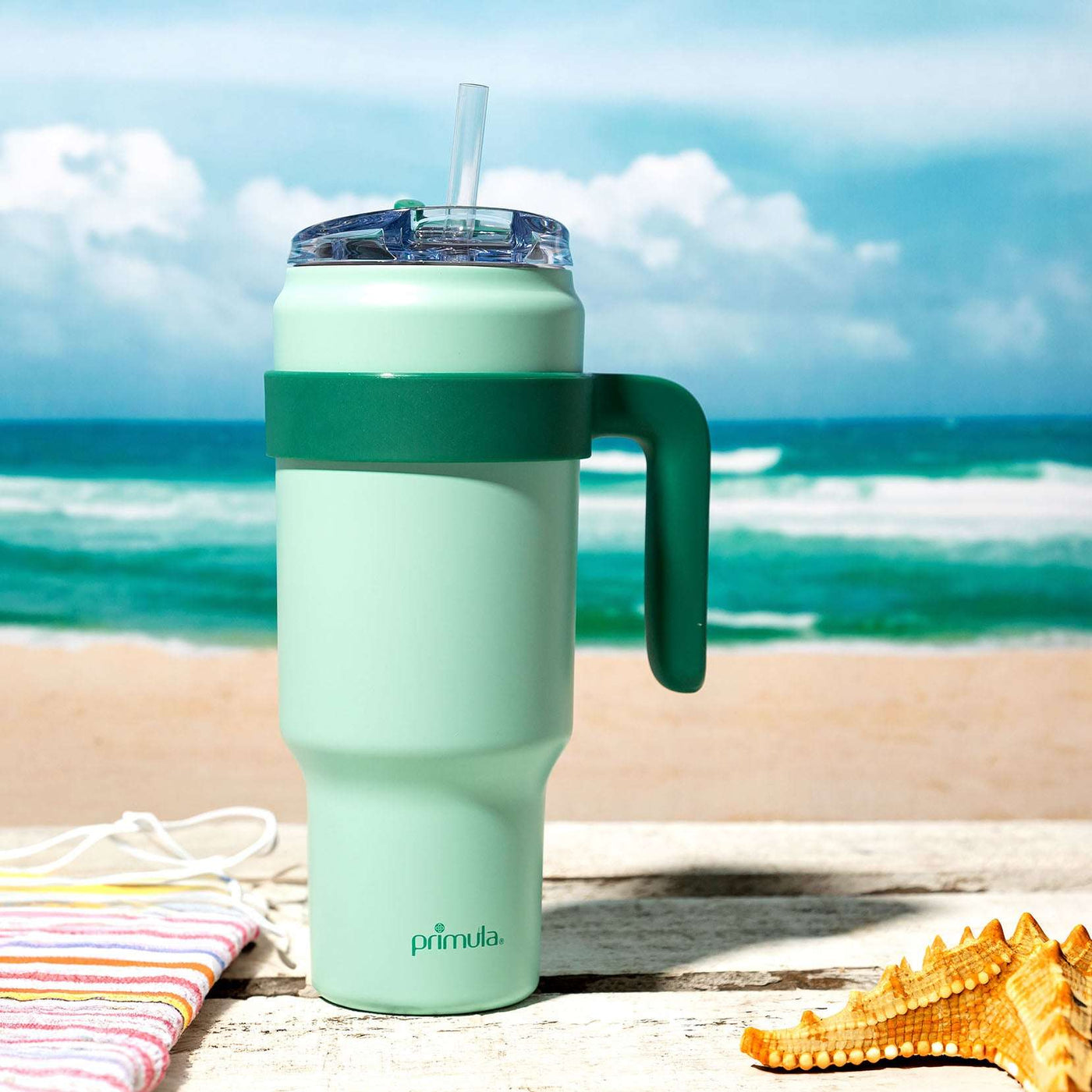 40 oz Large Insulated Stainless Steel Tumbler with Handle & Straw