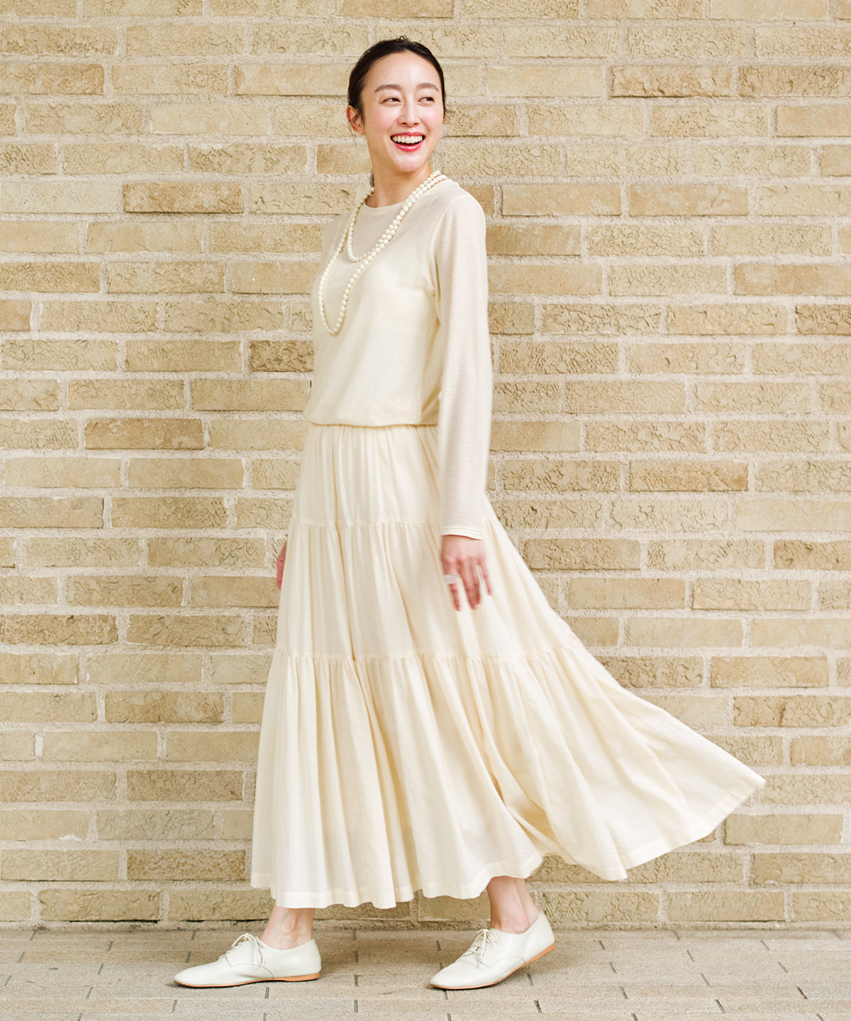 カルゼティアードスカート（ナチュラル） – PRISTINE