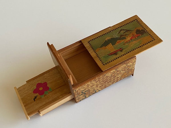 Vintage 5 Sun Japanese Secret Puzzle Box with Musical Drawer