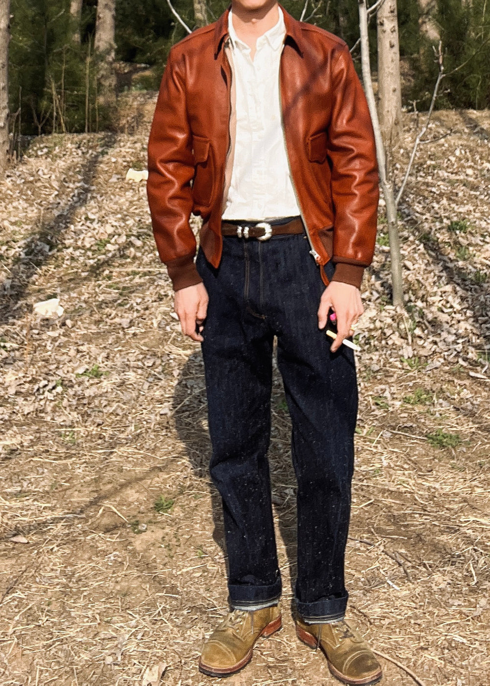 カウレザー A-2 フライトジャケット ブラウン – quietman clothes