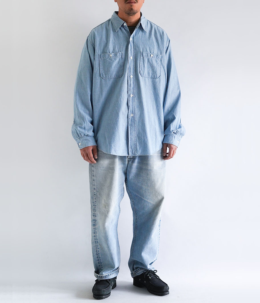 A.PRESSE Washed Chambray Shirt [INDIGO] - Fresh Service NECESSARY