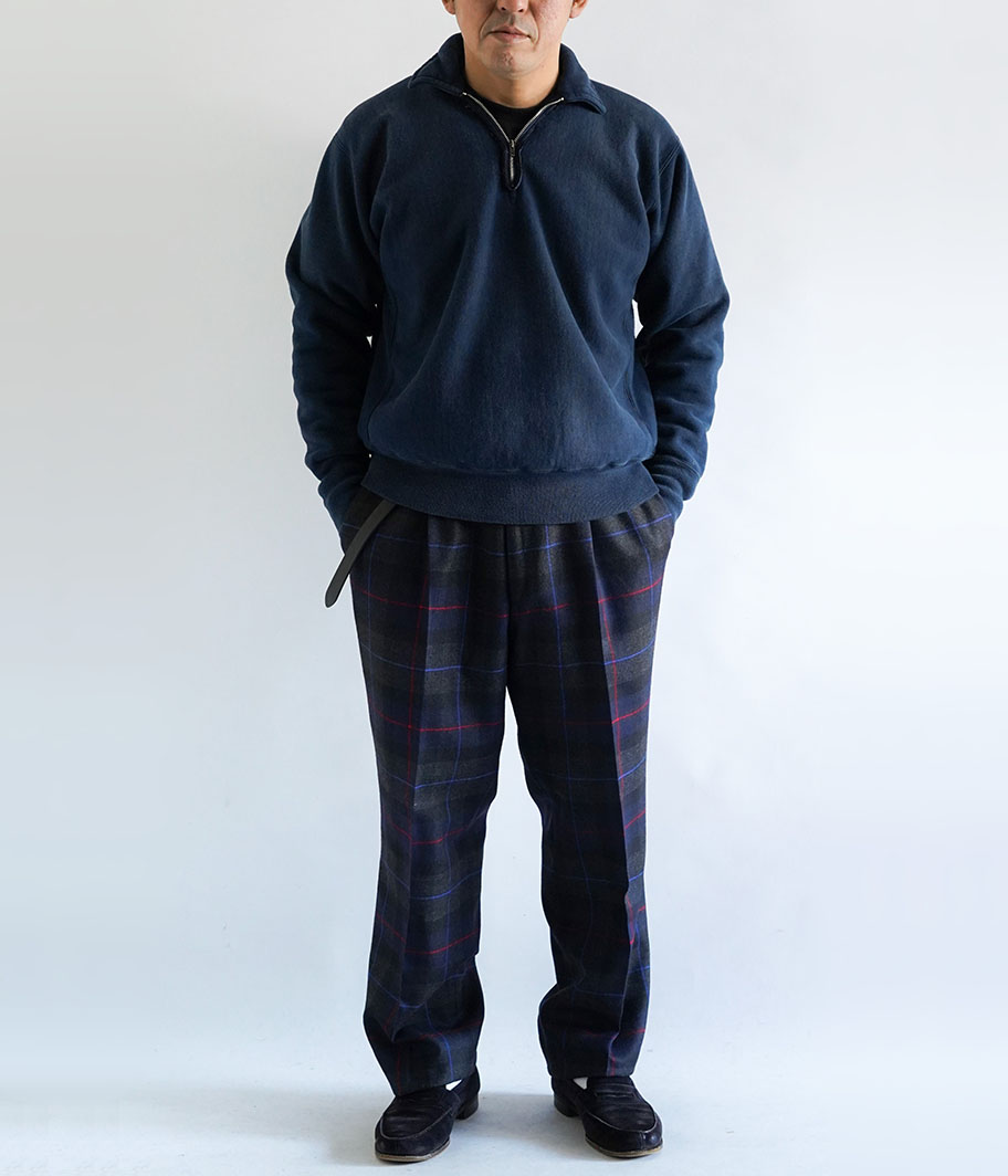 A.PRESSE Vintage Half Zip Sweat Shirt [NAVY] - Fresh Service